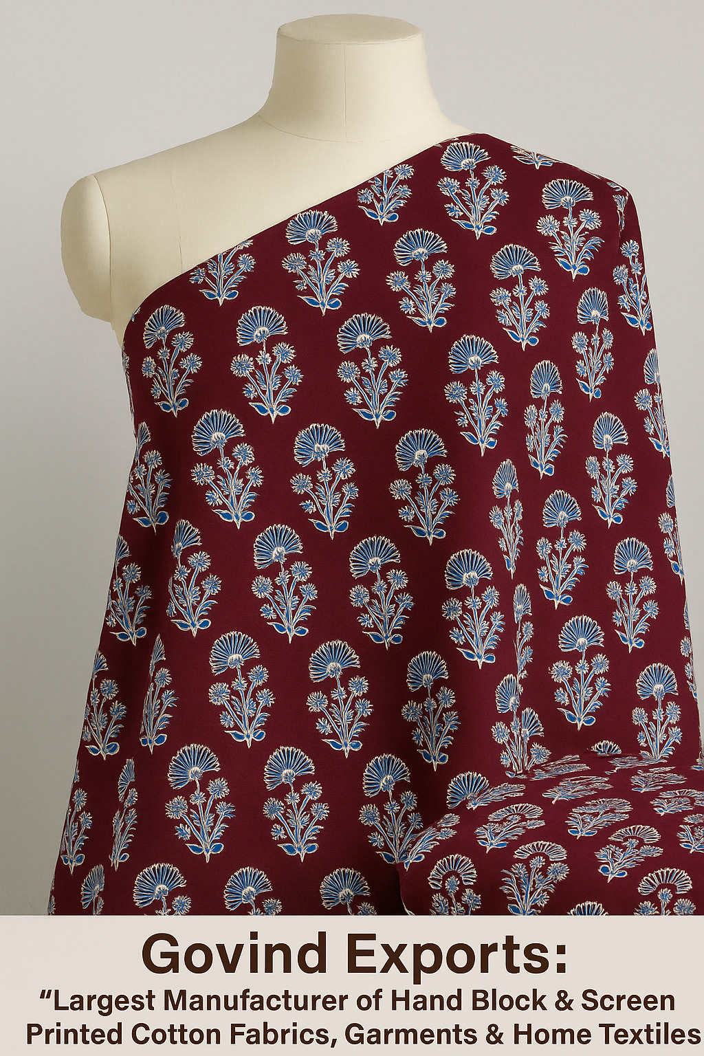 handmade Hand Block Ajrak print fabric